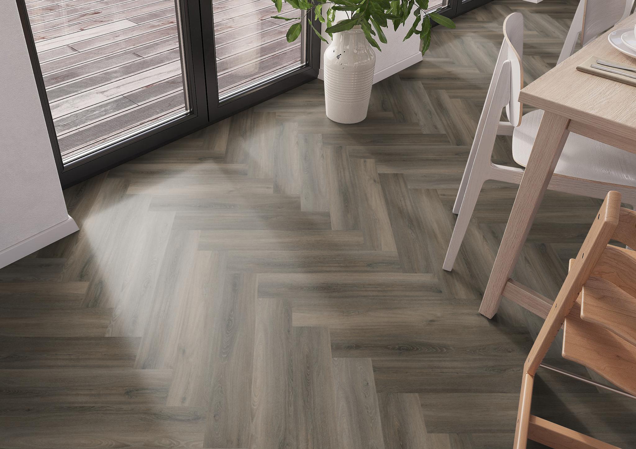 AMBIANT Spigato Dark Grey Visgraat - PVC Click vloer