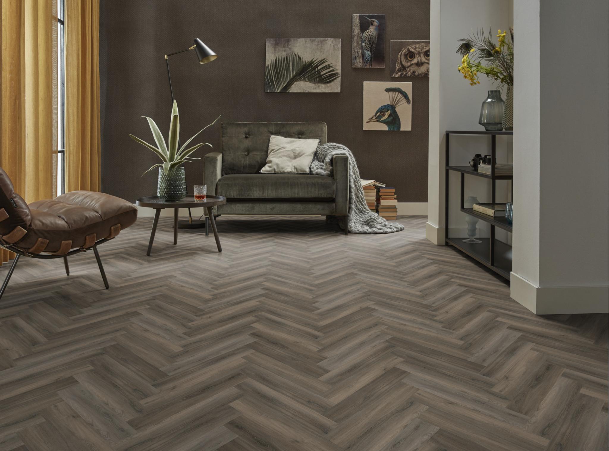 AMBIANT Spigato Dark Grey Visgraat - PVC Click vloer