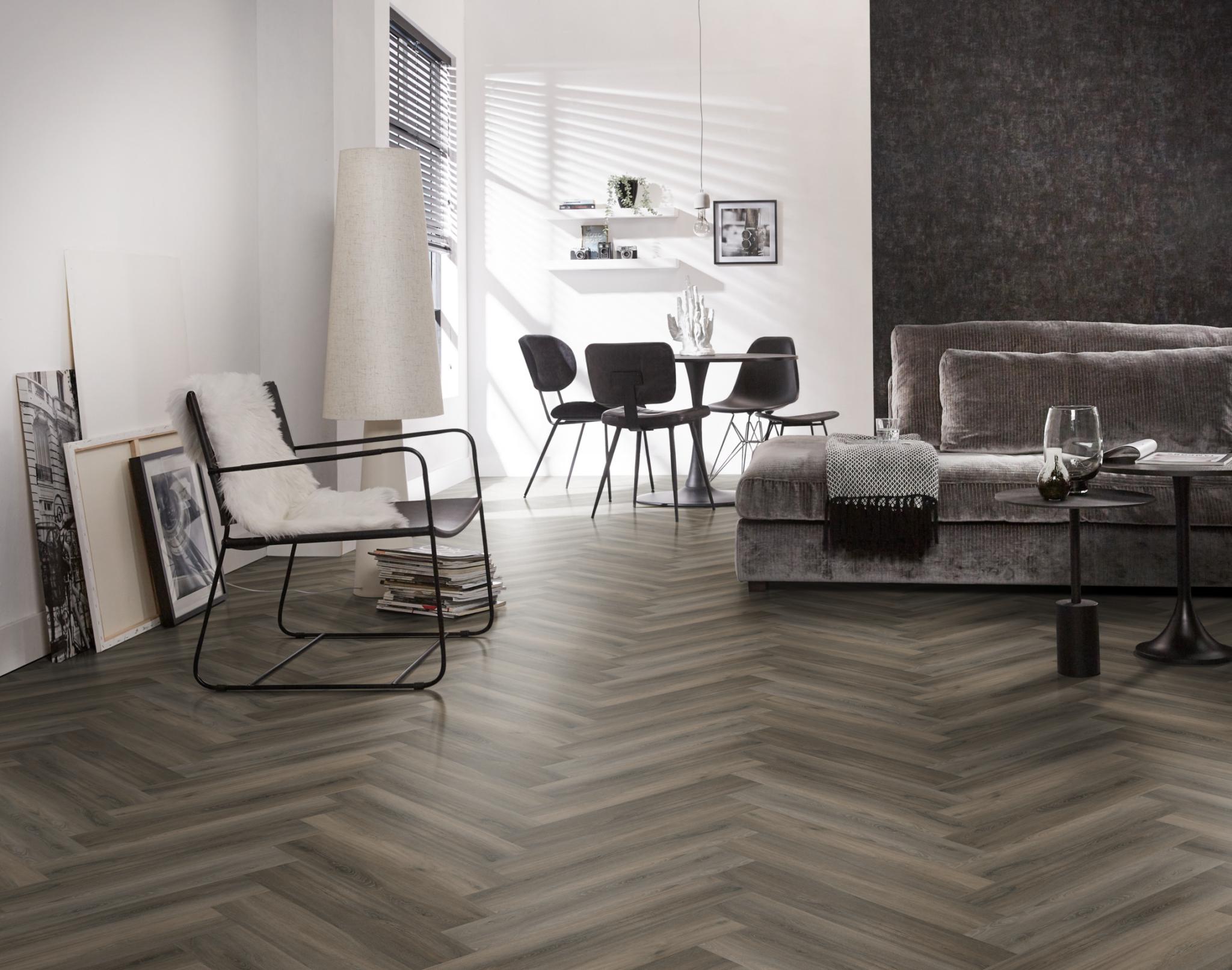 AMBIANT Spigato Dark Grey Visgraat - PVC Click vloer