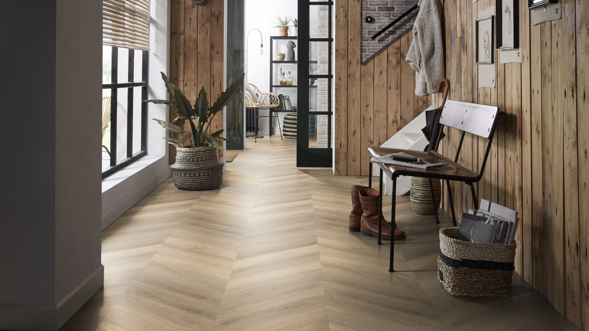 AMBIANT Spigato Beige Hongaarse punt - PVC Lijm vloer