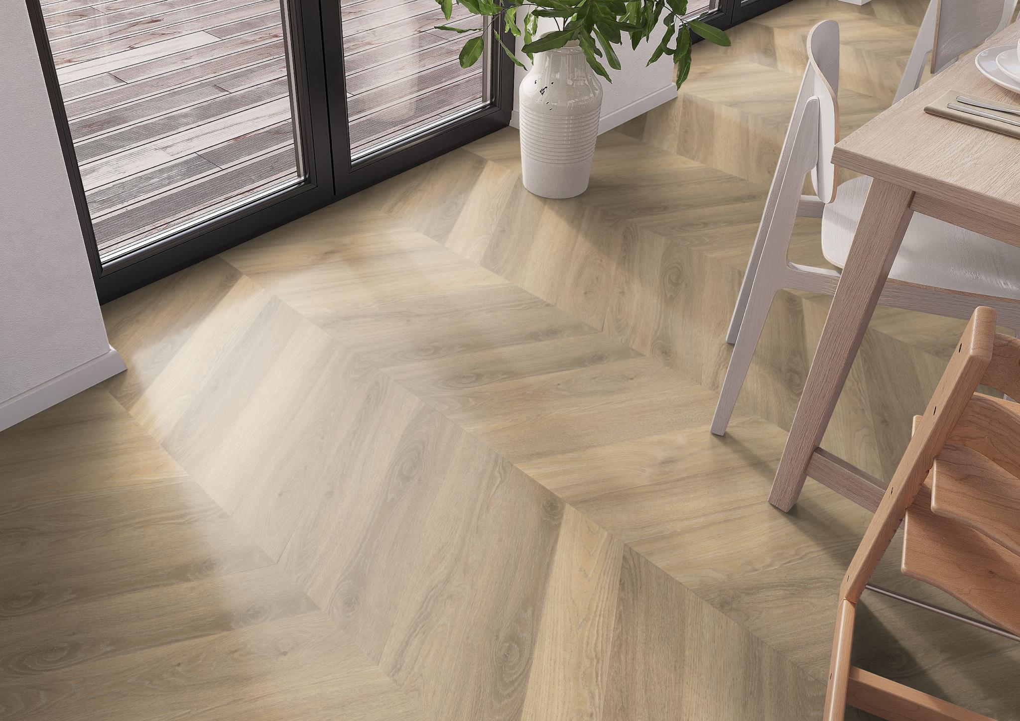AMBIANT Spigato Beige Hongaarse punt - PVC Lijm vloer