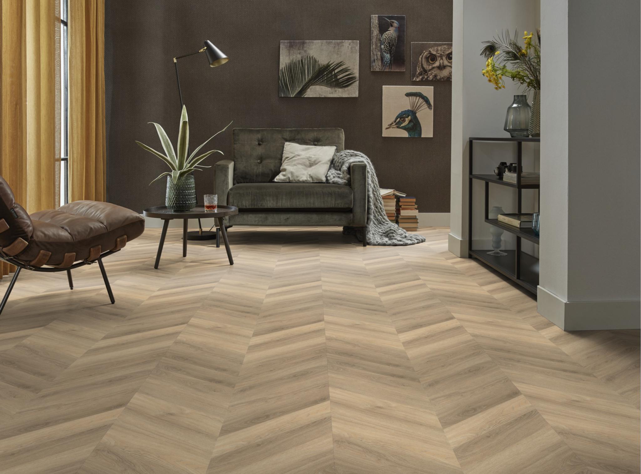 AMBIANT Spigato Beige Hongaarse punt - PVC Lijm vloer