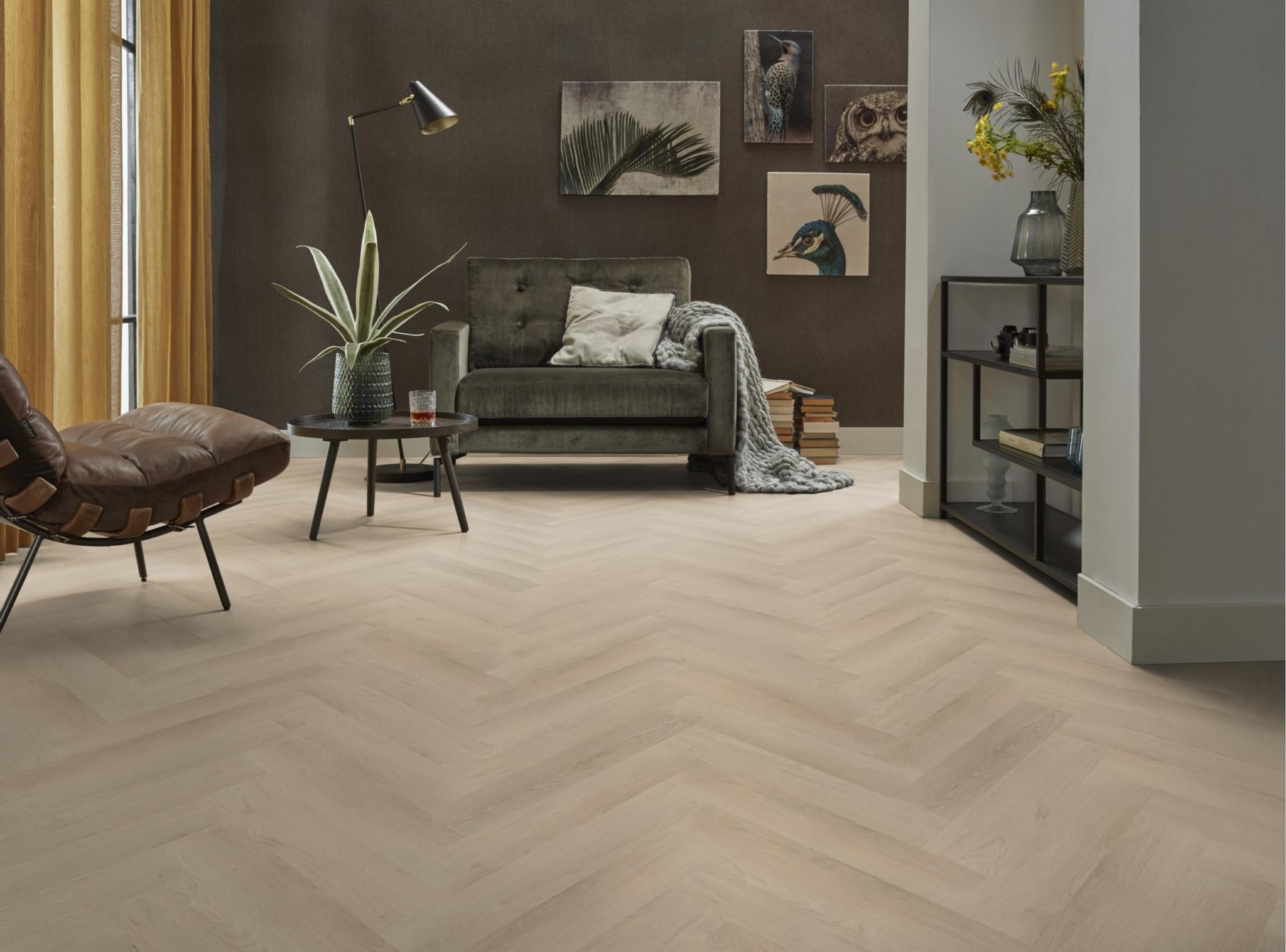 AMBIANT Spigato Navaro Beige Visgraat - PVC Lijm vloer