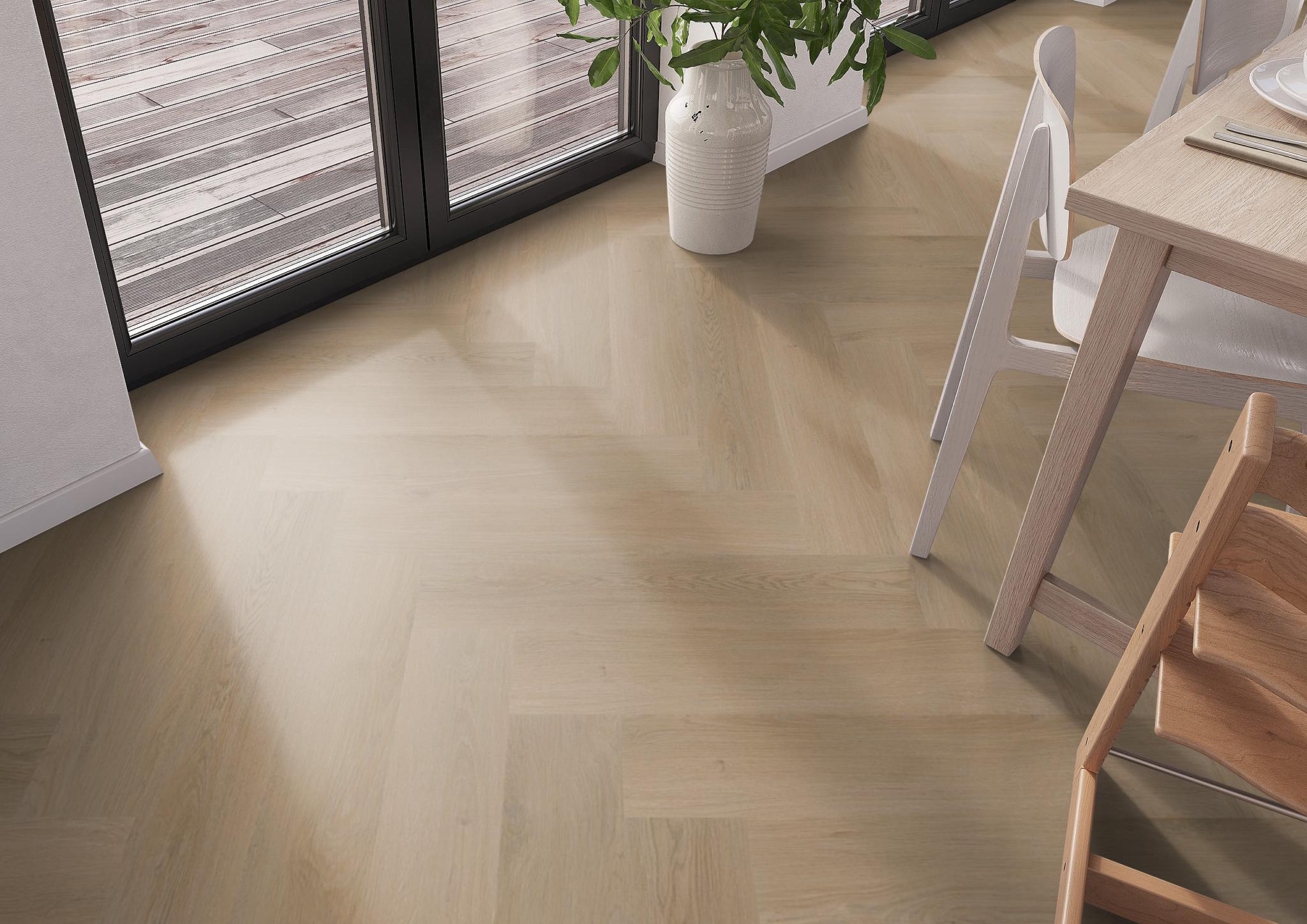 AMBIANT Spigato Navaro Natural Oak Visgraat - PVC Lijm vloer